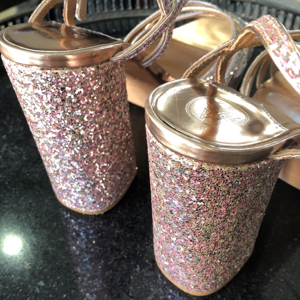 ASH pink copper platform strappy sandals Glitter Size 9 US 40 UK/Eur - Picture 3 of 14
